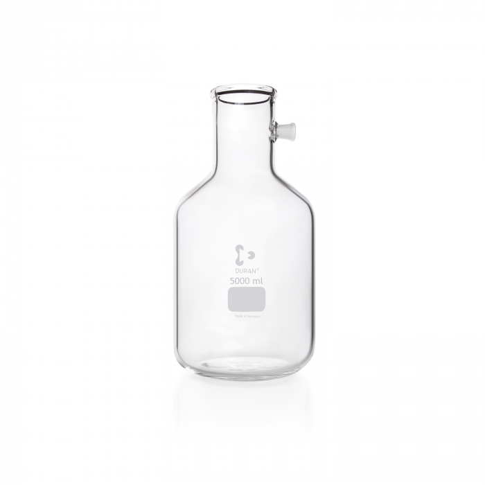 DURAN® Filtering Glass Flasks and Glass Bottles with side-arm socket, Bottle sh