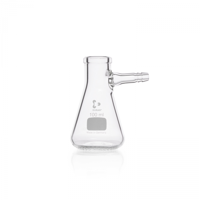 DURAN® Filtering Glass Flasks, Erlenmeyer shape, with glass hose connection, 10