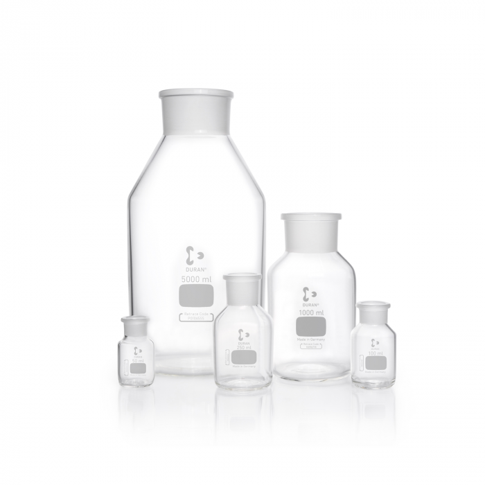 DURAN® Glass Bottles, reagent, wide neck, with NS 85/55, clear, with standard g
