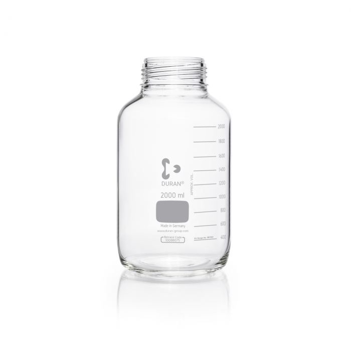 DURAN® GLS 80 Laboratory glass bottle, wide neck, clear glass, without screw ca