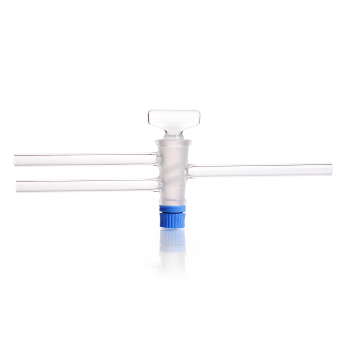 DURAN® Stopcocks, two way, double oblique bore, complete with SBW-key, bore 2,5