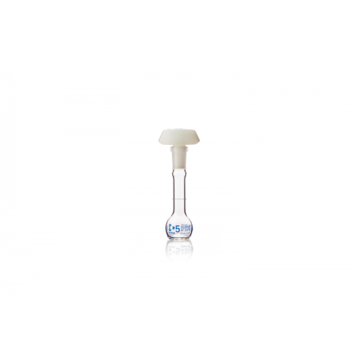 DURAN® Volumetric flask, blue graduation, class AW, batch certificate, with one