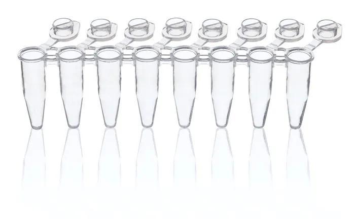 PCR-tube w.3 connectors strip/8 transp.
0,2 ml att.cap Standard f. qPCR 120 p.