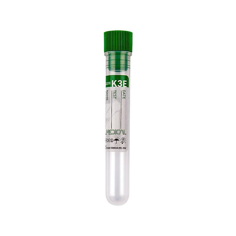 Promed ® test tube 12x86 mm with K3 EDTA x 2,5 ml of blood dark green cap