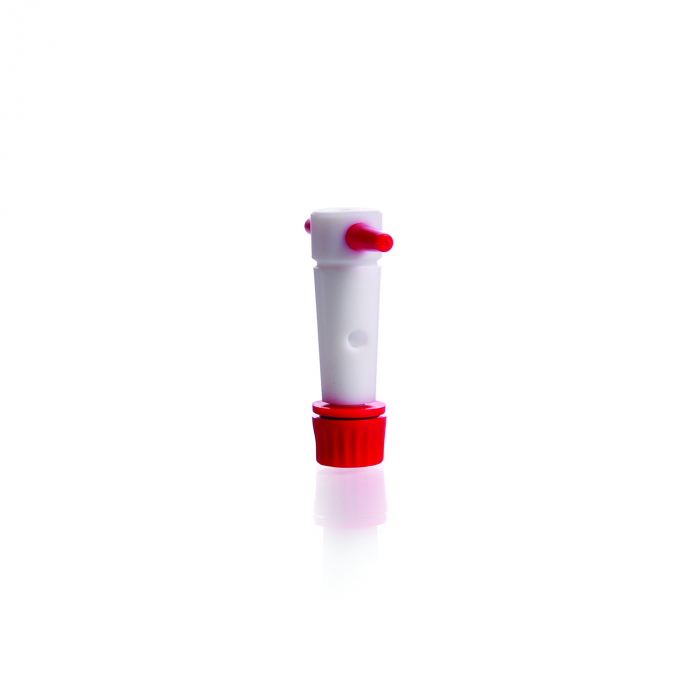 PTFE-keys with thread, bore 2.5 mm, NS 14.5 and 3 part retaining device