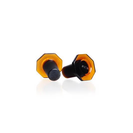 SBW glass flat-head stoppers, amber, octagonal, solid, NS 19/26