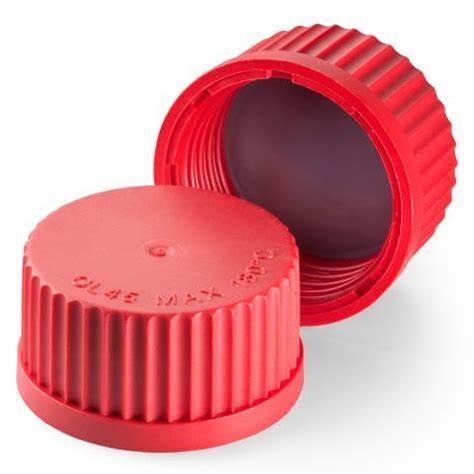 Screw-caps, GL 45, PBT, closed, red, without seal, for DURAN® laboratory glass