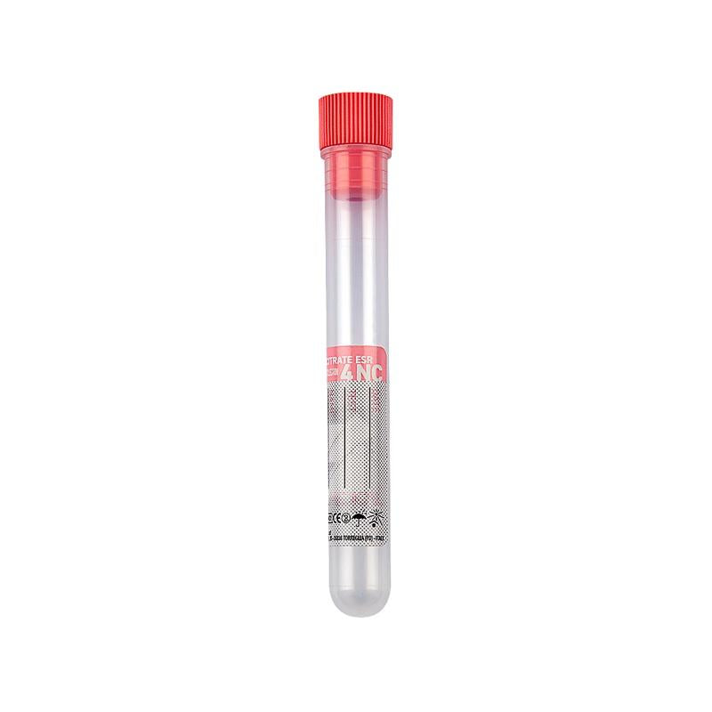 Sedi-Rate test tube 12x86 mm with 0,2 ml of Sodium Citrate (3,8 %) pink cap for