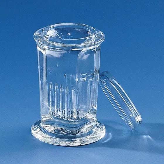 Stain.trough Coplin pattern round w.lid
f. 10 slides 76 x 26 mm, soda-lime glas