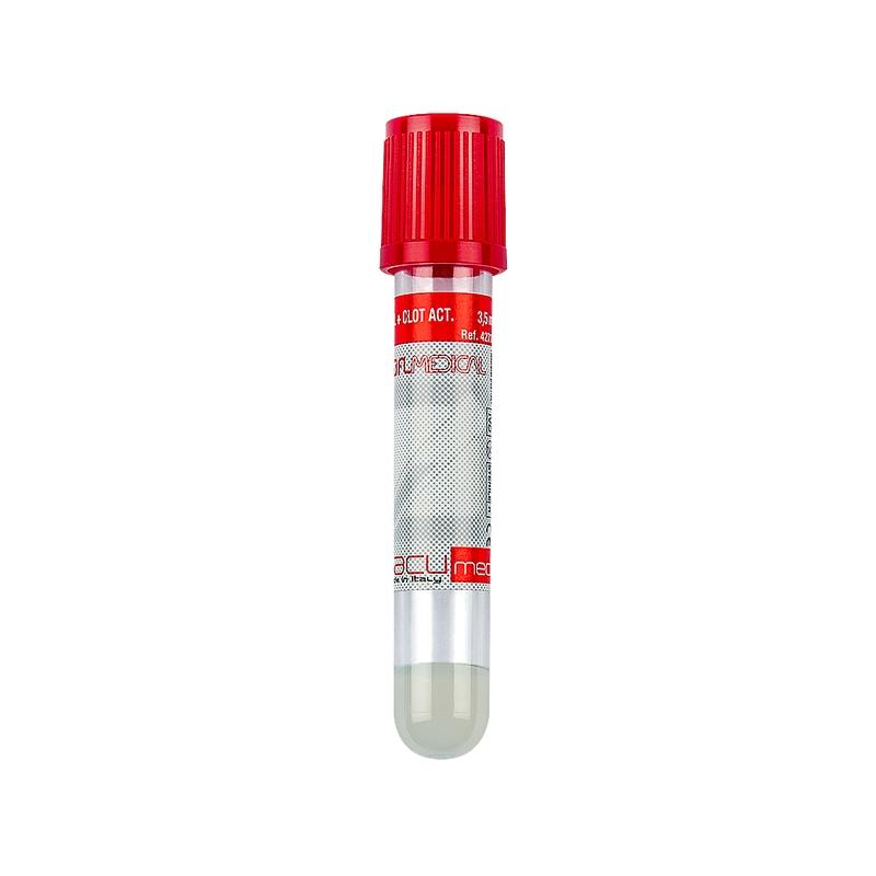 Vacumed® 13x100 mm with Gel Separator + Clot Activator x 5 ml of blood, red cap,