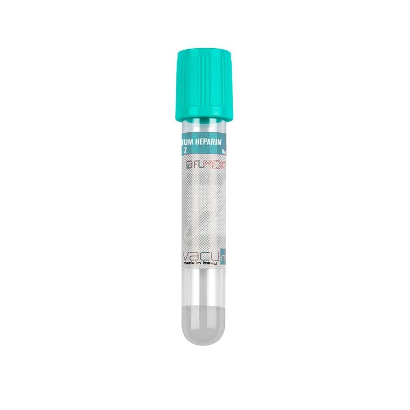 Vacumed® 13x100 mm with Gel Separator + Lithium Heparin x 5 ml of blood, turquoi