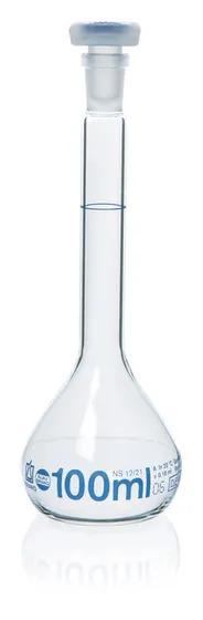 Vol. flask BLAUBRAND class A DE-M
100 ml, Boro 3.3, NS 12/21, PP-stopper
grad