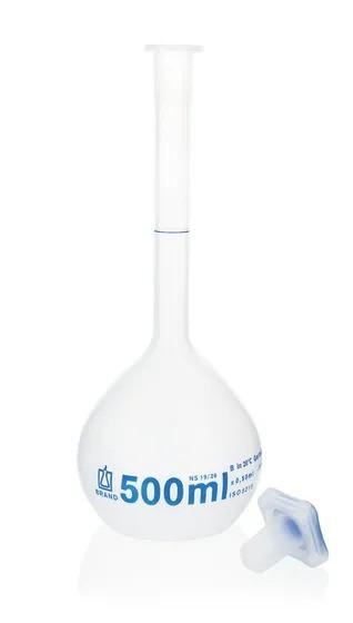 Volumetric flask PMP class B
250 ml, NS 19/26, PP-stopper, trans.