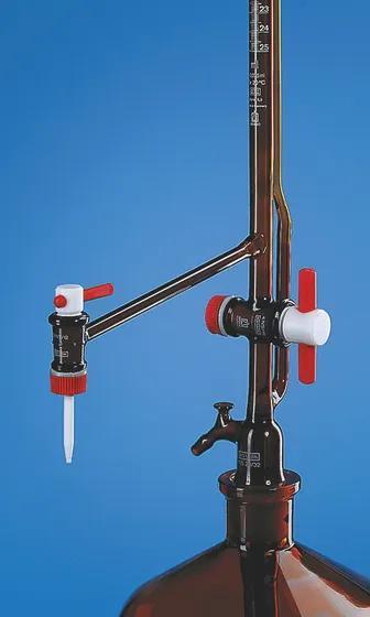 Auto.burette Pellet SILBERBRAND, cl.B
50 ml:0.1 ml, Boro 3.3, amber, lateral st