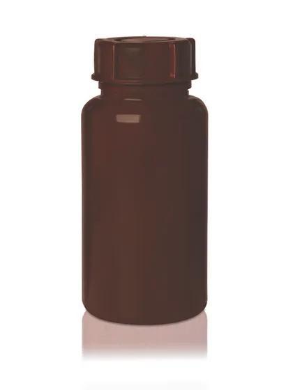 Bottle, PE-LD, wide neck
 250 ml, GL 40, amber, opaque, screw cap