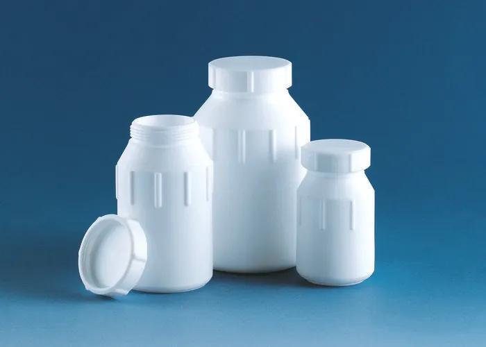 Bottle, PTFE, wide neck
 100 ml, opening dia. 35 mm, screw cap
strong-walled,
