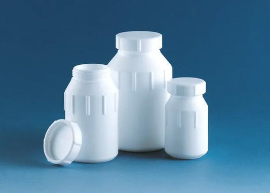 Bottle, PTFE, wide neck
 250 ml, opening dia. 42 mm, screw cap
strong-walled,