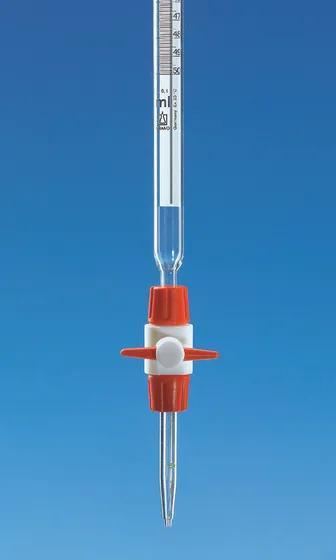 Compact burette SILBERBRAND
10 ml:0,05 ml, Boro 3.3 clear, stopcock
PTFE, grad