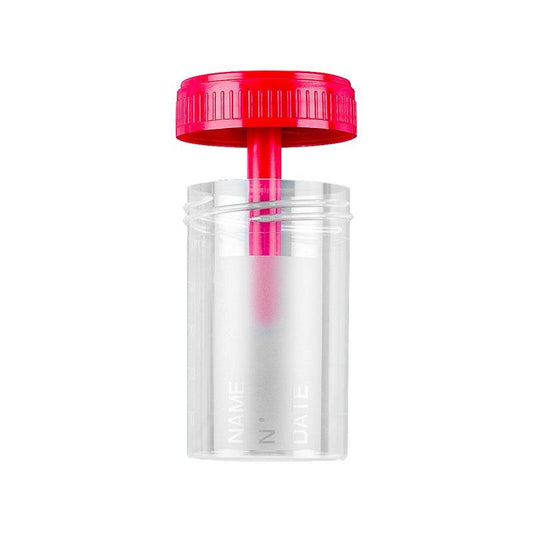 Coprotainer ® Faeces container 60 ml in PP with white screw cap apart, with fros