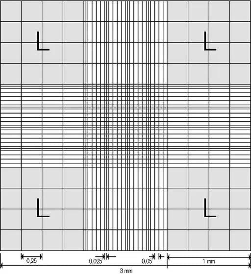 Counting chamber BB Neubauer pattern
with spring clips, double ruling
of speci
