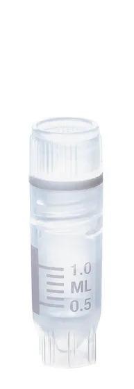 Cryogen.tube PP y-ster. screw cap PP
1,2 ml int. thread 12,5x41 mm selfstand.