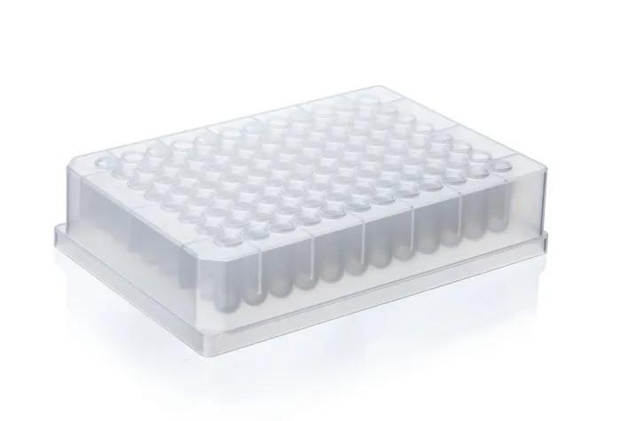 Deep well plate, 96-well, stackable
0,5 ml, PP, pack of 48
bag of 4, BIO-CERT®