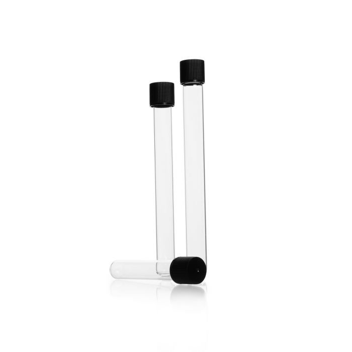 Disposable Culture tube, soda-lime-glass, 12 x 100 mm, GL 14, with screw-cap (P