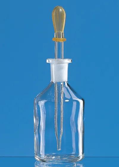 Dropping bottle soda-lime glass clear
 100 ml, w. dropping pipette/rubber teat