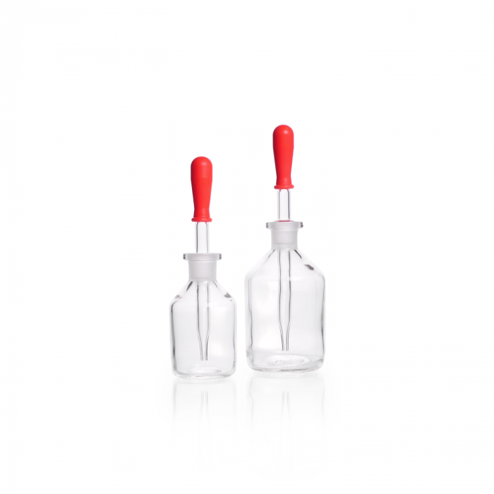 Dropping bottle, with interchangeable pipette, clear, soda-lime-glass, 50 ml