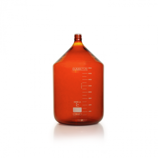 DURAN PURE bottle, amber, graduated, GL 45, with dust cover, without cap and po
