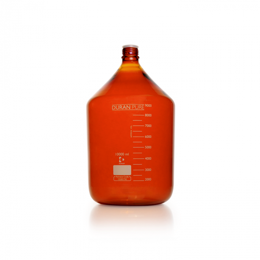 DURAN PURE bottle, amber, graduated, GL 45, with dust cover, without cap and po