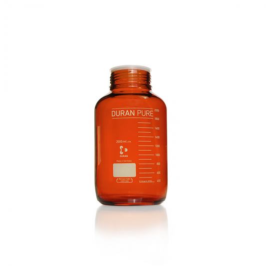 DURAN PURE bottle, amber, graduated, GLS 80, with dust cover, without cap and p