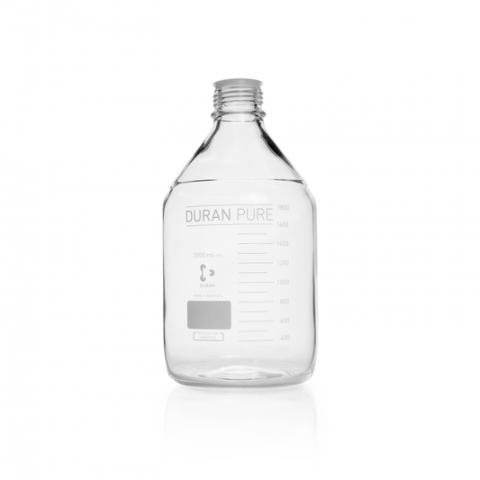 DURAN PURE bottle, clear, graduated, GL 45, with dust cover, without cap and po