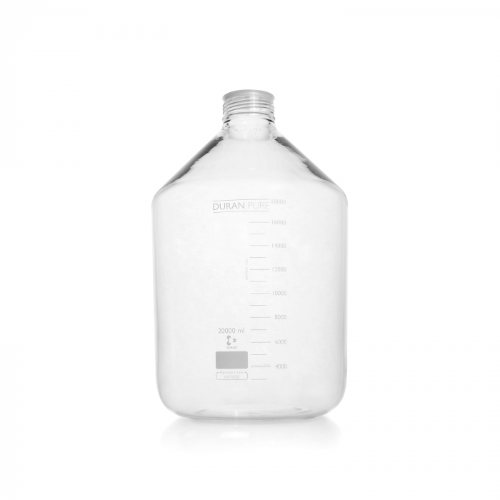 DURAN PURE bottle, clear, graduated, GLS 80, with dust cover, without cap and p