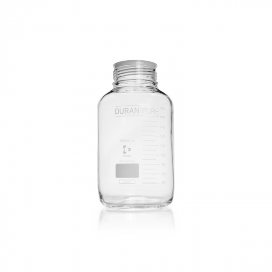 DURAN PURE bottle, clear, graduated, GLS 80, with dust cover, without cap and p