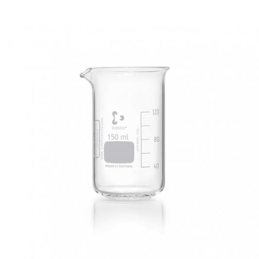 DURAN® Beaker, tall form with graduation and spout, 150 ml