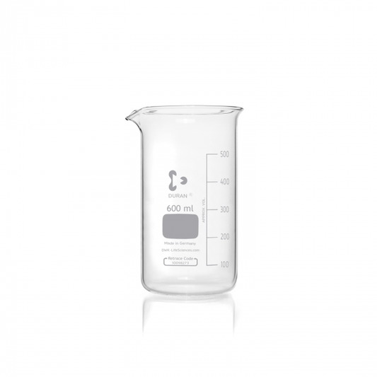DURAN® Beaker, tall form with graduation and spout, 600 ml