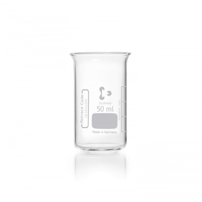 DURAN® Beaker, tall form with graduation without spout, 50 ml