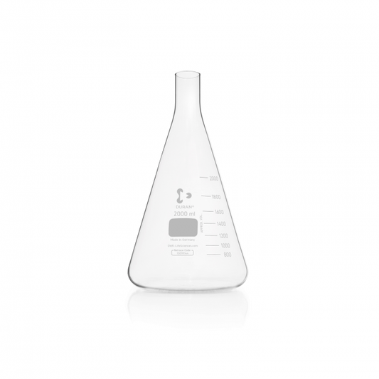 DURAN® Culture flask, Erlenmeyer shape, straight neck for metal caps, 2000 ml