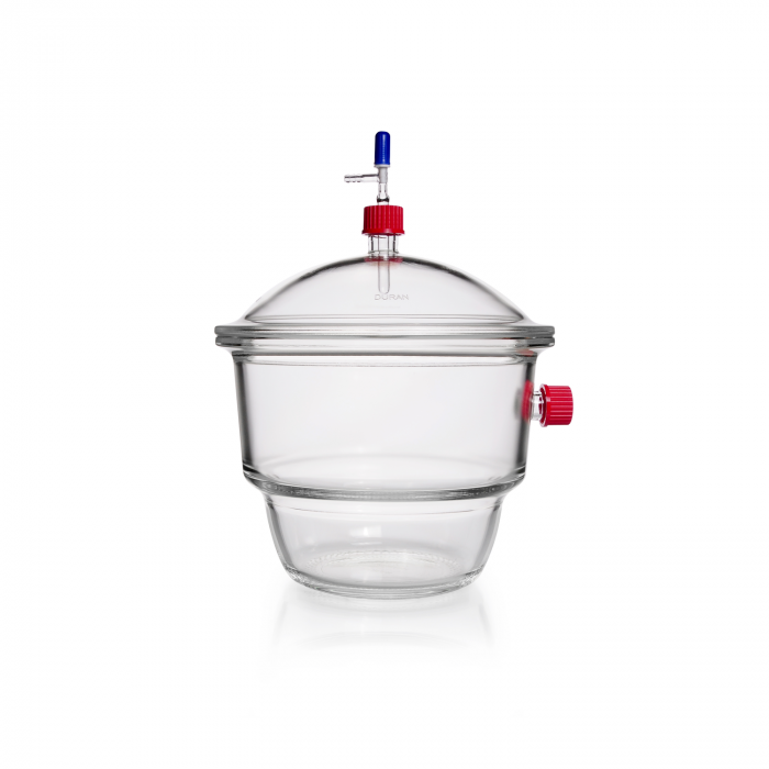 DURAN® Desiccator with screw thread in lid and base, with stopcock, DN 250