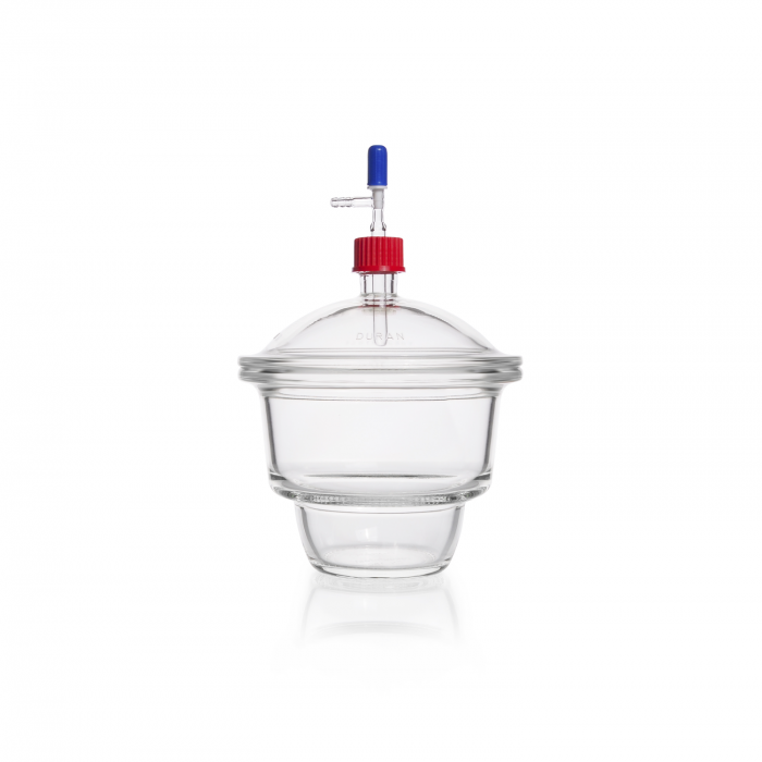 DURAN® Desiccator with screw thread in lid and base, with stopcock, DN 150