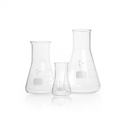 DURAN® Erlenmeyer Glass Flasks, wide neck with graduation, 50 ml