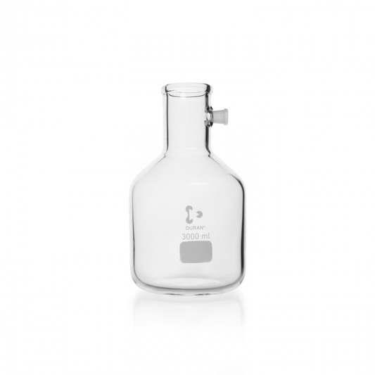 DURAN® Filtering Glass Flasks and Glass Bottles with side-arm socket, Bottle sh