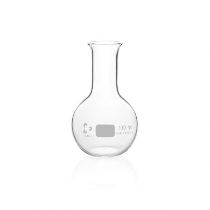DURAN® Flat bottom flask, narrow neck, with beaded rim, 100 ml