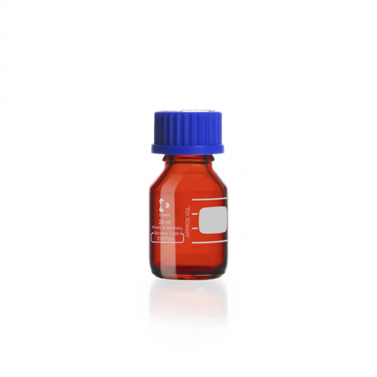 DURAN® GL 25 Laboratory glass bottle, amber, with screw cap (PP) but without po