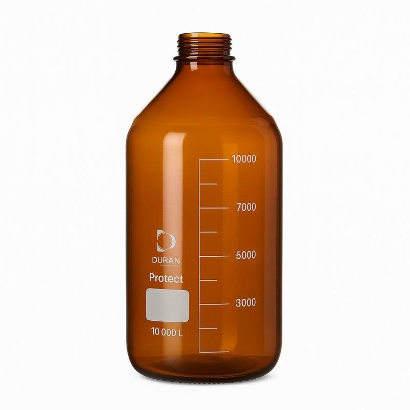 DURAN® GL 45 Laboratory glass bottle protect, plastic coated (PU), amber, witho