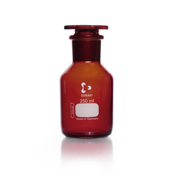 DURAN® Glass Bottles, reagent, wide neck, with NS 34/35, amber, with standard g