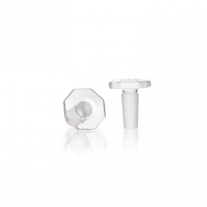 DURAN® Glass flat-head stooper, octagonal, clear, NS 10/19, solid
