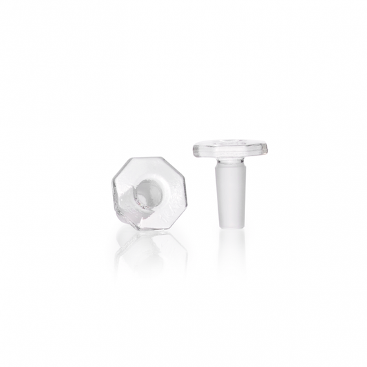 DURAN® Glass flat-head stooper, octagonal, clear, NS 10/19, solid