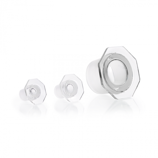 DURAN® glass flat-head stoppers, semi-hollow, octagonal, NS 29/22
